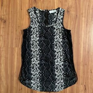 Snake skin blouse with zipper detail in back